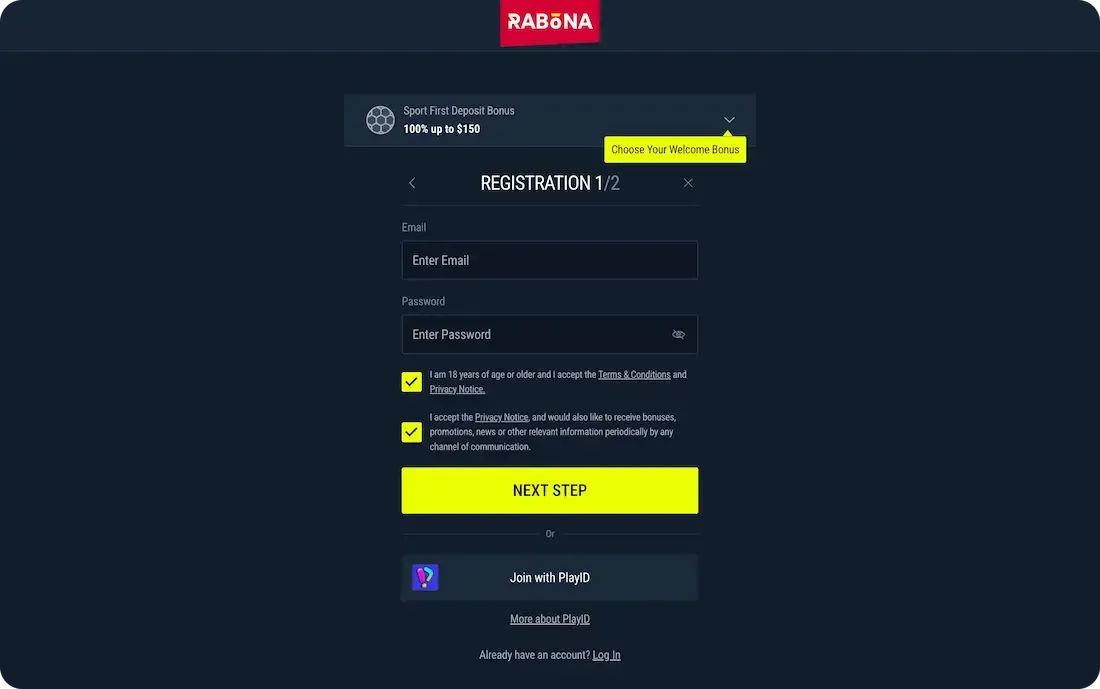 rabona casino registration